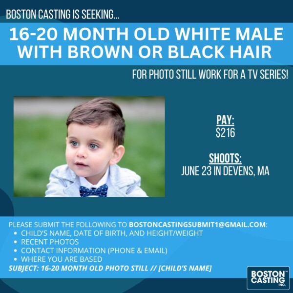 NOW CASTING: 16-20 Month Old White Male with Brown or Black Hair! 🎥 ⭐️To be considered, please submit the following to bostoncastingsubmit1gmail.com:
⭐️ Child's name, date of birth, and height/weight
⭐️ Recent photos
⭐️ Contact information (phone & email)
⭐️ Where you are based
SUBJECT: 16-20 MONTH OLD PHOTO STILL // [CHILD’S NAME]

photostill photodouble casting childcasting kidcasting castingcall tvseries tv tvcasting televisioncasting boston bostonactor bostoncasting bostoncastinginc